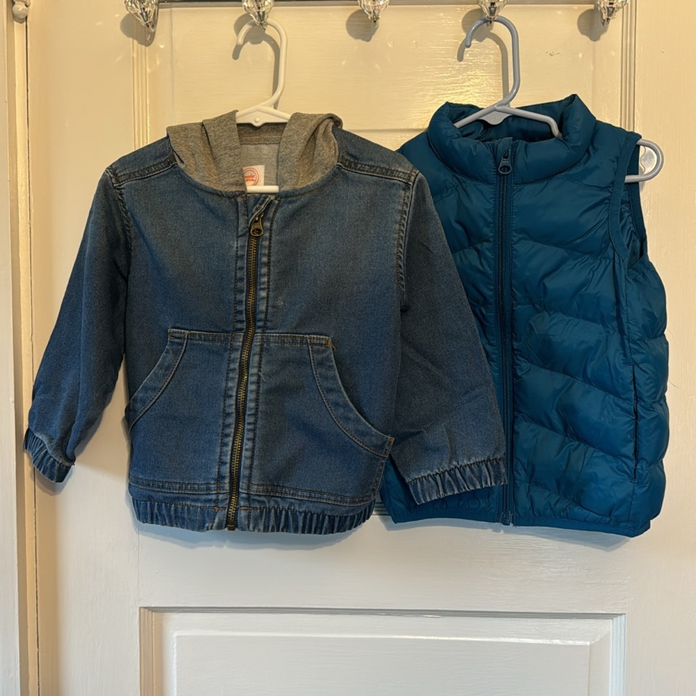 Denim Jacket & a Puffer Vest bundle 2T